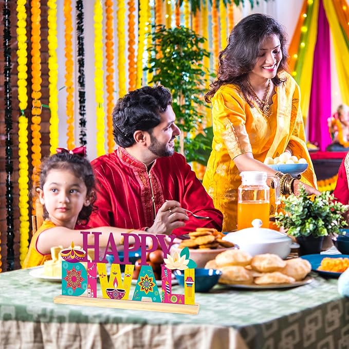 COCHIE Metal Happy Diwali Sign, Indian Festival of Light Table Centerpieces Decorations for Home, Office, Shelf, Mantel, Indoor, Traditional Party Supplies Decor (Diwali)-Ruum Studio Home