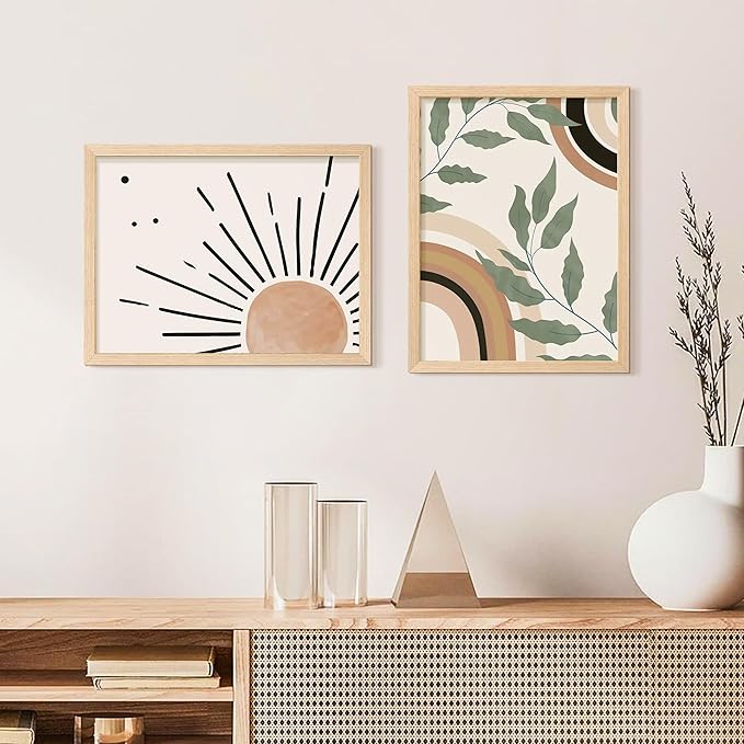 upsimples 12x16 Frame, Natural Solid Wood Picture Frames, Display 8.5x11 with Mat or 12 x 16 Without, Vertical & Horizontal Wall Hanging, 1 Pack, Natural-Ruum Studio Home