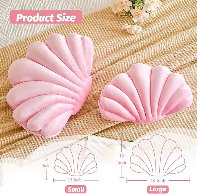 Pink Seashell Throw Pillows, Shell Shaped Throw Pillows, 18 Inch Soft Velvet Home Decorative Pillow Plush Cushion for Bed Couch Living Sofa Room Decor Accent Throw Pillow-Ruum Studio Home
