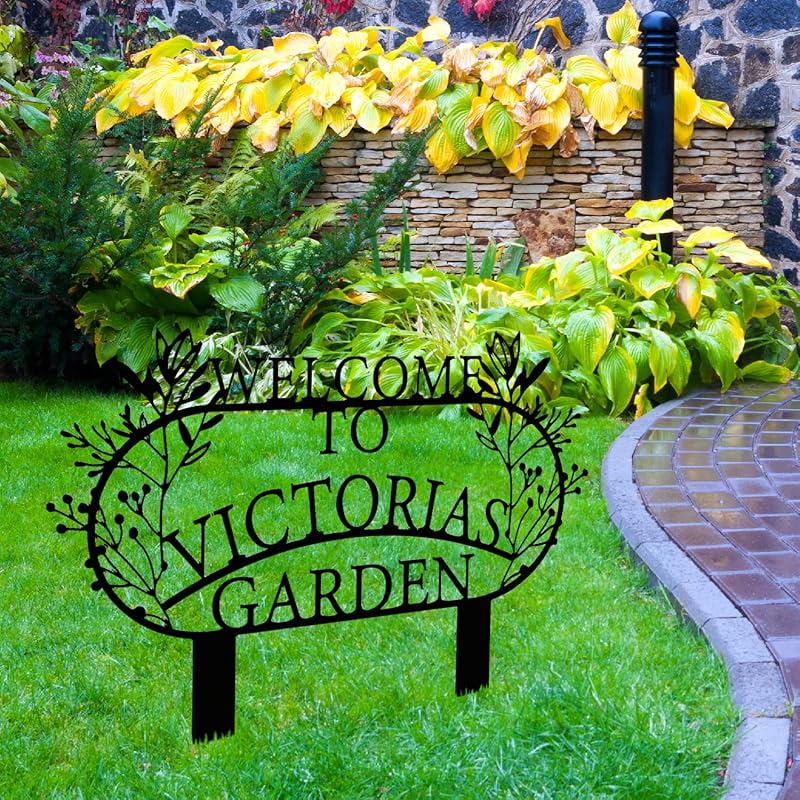 Personalized Metal Garden Sign with Stake, Custom Garden Decor for Outdoor, Custom Family Name Sign, Patio Decorations, Lawn Art, Farmhouse Decorative, Housewarming Gift (CstmDesign3)-Ruum Studio Home