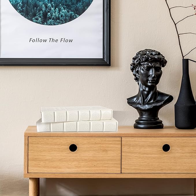 Decorative White Faux Leather Wooden Book Box for Home Decor, Cafe Table, and Bookshelf - Fashion Storage Box (YD-C105 L+S)-Ruum Studio Home