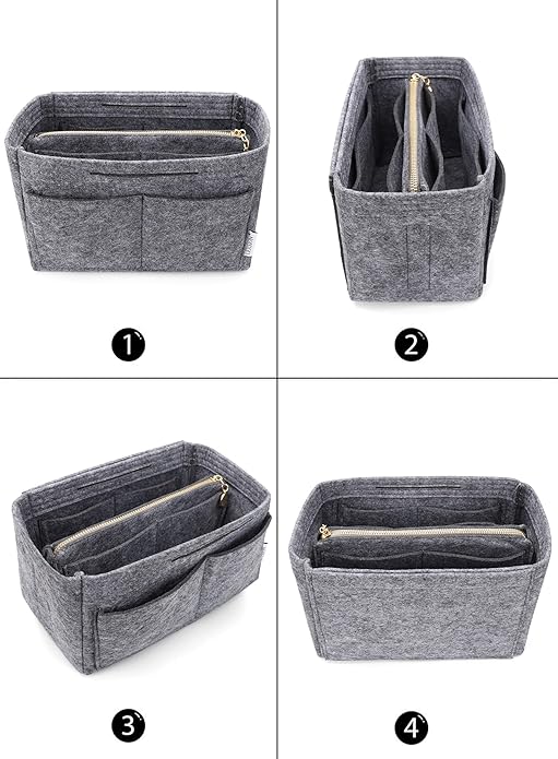 LEXSION Felt Purse Bag Organizer Insert with zipper Bag Tote Shaper Fit Speedy Neverful PM MM-Ruum Studio Home
