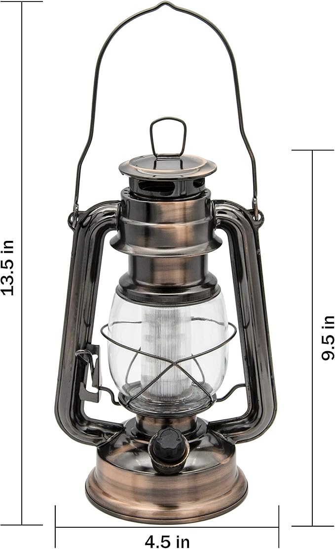 YAKii LED Vintage Lantern Metal Hanging Hurricane 12 LED Dimmer Switch Cold White Battery Operated Power Outage Indoor Camping Lighting Outdoor Brooklyn Decoration(Copper)-Ruum Studio Home