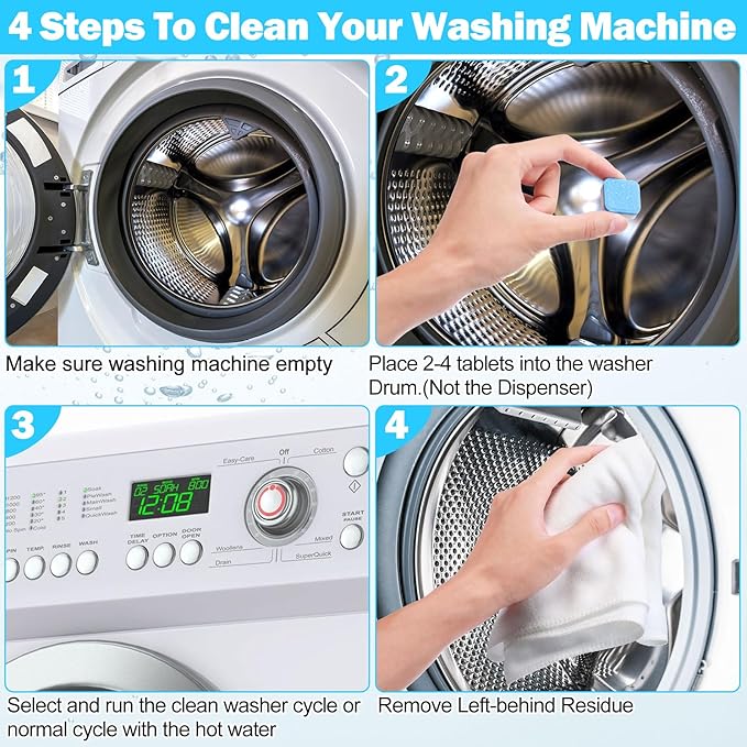 150 Pcs Washing Machine Cleaner Washing Machine Tablets Deep Cleaner Tablets for Front Loader and Top Load Washer-Ruum Studio Home