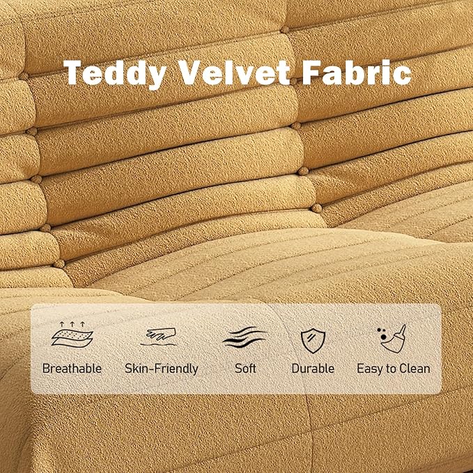 Big Bean Bag Chairs for Adults, 3 Seater Large Bean Bag Chair Sofa, Fireside Chair Lazy Sofa Chair with High Density Comfortable Foam, Modern Bean Bag for Living Room, Bedroom, Office (Yellow)-Ruum Studio Home