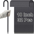 VVOKGO Rebar Stakes 18 Inch J Hook Heavy Duty Ground Anchors (32-Pack), 3/8" Diameter Metal Steel Extra Long Fence Stakes with Chisel Point End for Greenhouse, Gazebo, Carport, Camping Tents, Black-Ruum Studio Home