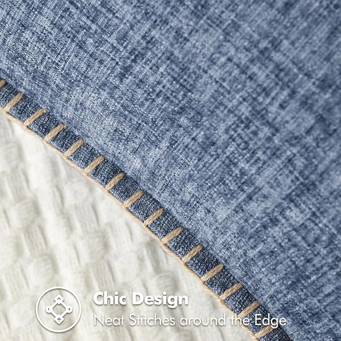 MIULEE Pack of 2 Couch Throw Pillow Covers 18x18 Inch Dark Grey Blue Farmhouse Decorative Pillow Covers with Stitched Edge Soft Chenille Solid Dyed Spring Pillow Covers for Sofa Bed Living Room-Ruum Studio Home