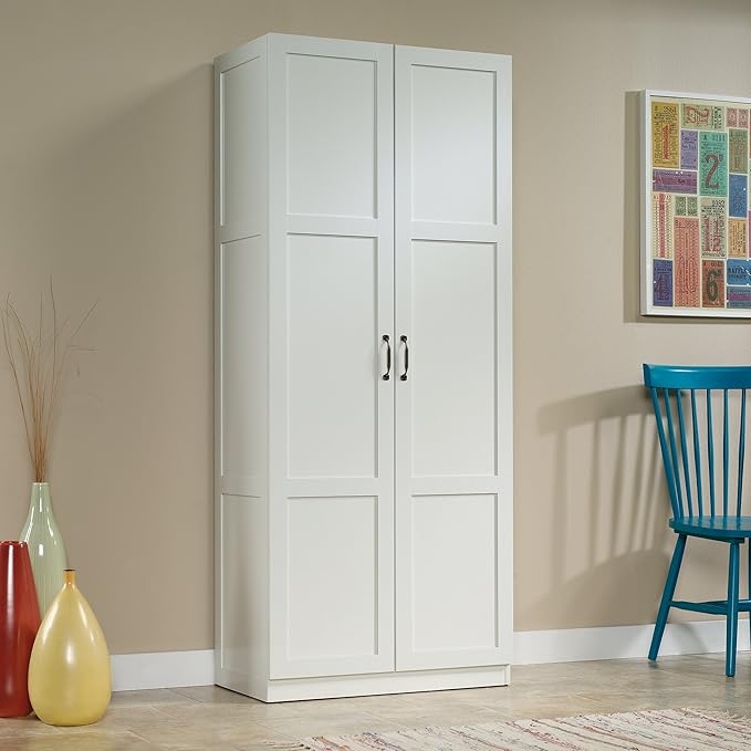 Sauder Select Storage Cabinet/ Pantry cabinets, White finish-Ruum Studio Home