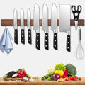 Dmore magnetic knife holder for wall—with 2 hooks, No Drilling 23 Inch walnut knife magnetic strip, Powerful knife magnet rack, include Adhesive Tape and screws for Knives, Utensils, and Tools-Ruum Studio Home