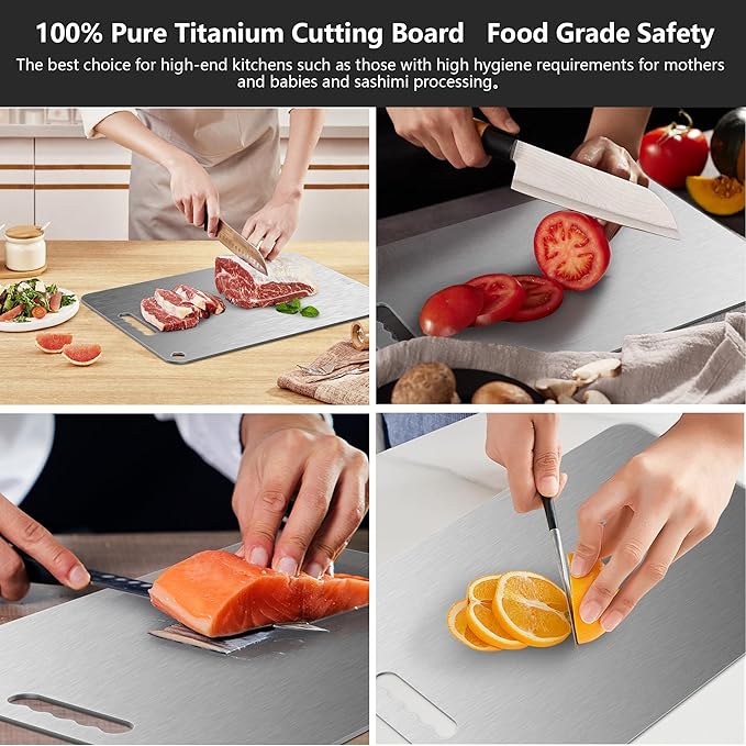 Titanium Cutting Board Ultra-Lightweight,Non-Toxic,Food-Grade Pure Titanium Cutting Boards for Kitchen Dishwasher Safe Double Sided High - End Chopping Board for Meat Vegetable Fruit-Ruum Studio Home