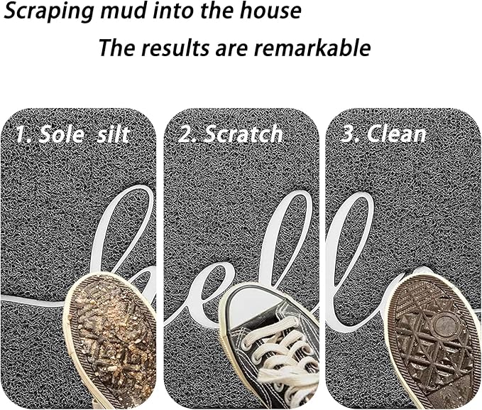 Door Mat (32"x20",Grey), Durable Welcome Mat Low Profile Floor Mat Front Doormat Non Slip Mats Entrance Rectangular Easy to Clean Doormat, for Entryway, Patio, High Traffic Areas-Ruum Studio Home