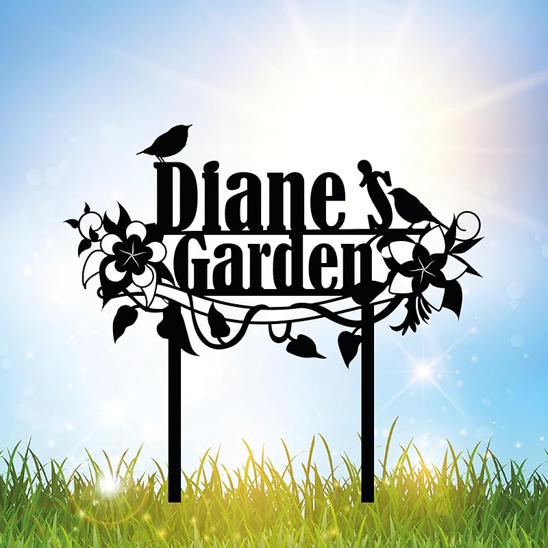 Personalized Flower and Bird Metal Garden Stake, Bird Garden Sign, Custom Flower Yard Decor, Mom's Garden Gift, Gardener Family Name Sign, Patio Home Gift, Yard Art, Housewarming Gift-Ruum Studio Home