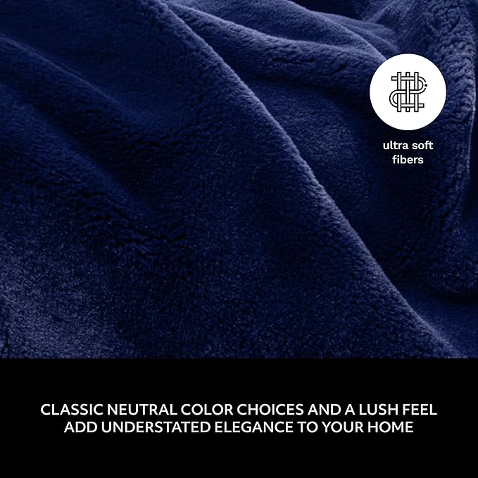 Mon Chateau Luxury Ultimate Plush Faux Fur Throw with 6cm Foldover for Couch, Sofa, or Bed - Plush Ultra Soft Blanket for Sleeping or Home Décor, 60" x 70"(Navy)-Ruum Studio Home