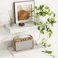 Fun Memories Deep Floating Shelves - 16" W x 9" D x 1.6" H Rustic White Wall Shelf - Wall Mounted Shelves for Storage - Wooden Shelves with Invisible Brackets for Living Room, Farmhouse - Set of 2-Ruum Studio Home