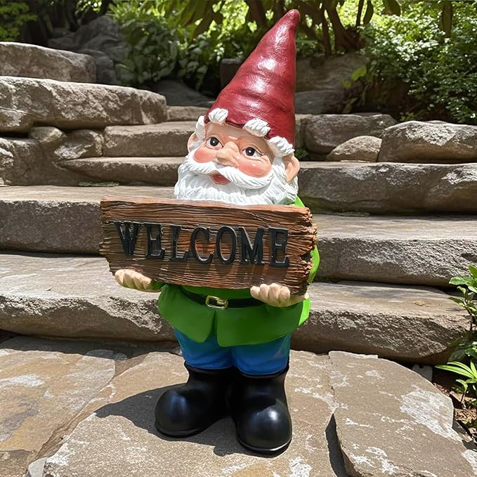 Gnome Garden Decor Statue Gnomes Decorations for Yard with Welcome Sign Outdoor Decorations for Patio Unique Garden Gifts for Women Mom Grandma-Ruum Studio Home