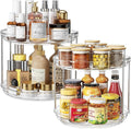 2 Pack 2 Tier Lazy Susan Organizer, 9.25'' Lazy Susan Turntable for Cabinet, Stackable Turntable Organizer Rotating Spice Rack Organization for Kitchen Countertop, Pantry, Bathroom, Clear-Ruum Studio Home