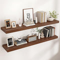 Floating Shelves - 2 Large Wall Mounted Shelves with Invisible Brackets, Long Walnut Wood Floating Wall Shelf for Living Room, Bedroom, Kitchen (48" W x 9" D x 1.5" H)-Ruum Studio Home