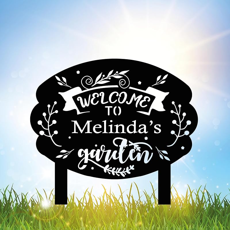 Personalized Metal Garden Sign with Stake, Custom Garden Decor for Outdoor, Custom Family Name Sign, Patio Decorations, Lawn Art, Farmhouse Decorative, Housewarming Gift (CstmDesign10)-Ruum Studio Home