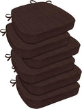 downluxe Chair Cushions for Dining Chairs, Waterproof Kitchen Chair Pads, Non-Slip Dining Seat Cushion with Ties, 17" x 16" x 2.5", Brown, 6 Pack-Ruum Studio Home