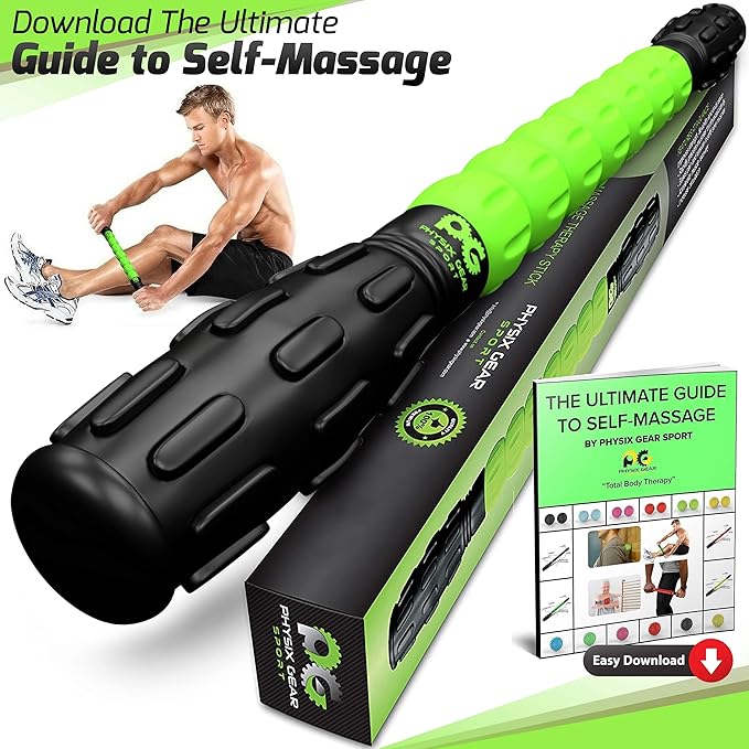 Physix Gear Roller Stick - Muscle Roller Massage Stick for Legs, The Stick Massage Roller for Deep Tissue Massaging Stick for Athletes, Physical Therapy Muscle Roller, Recovery Stick Roller-Ruum Studio Home
