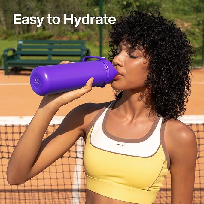 Insulated Water Bottle with Straw Stainless Steel Water Bottle, Leak-Proof, BPA-Free, Double Wall Vacuum Keeps Cold for 24 Hours for Sports, Travel, School (18 oz, Violet)-Ruum Studio Home