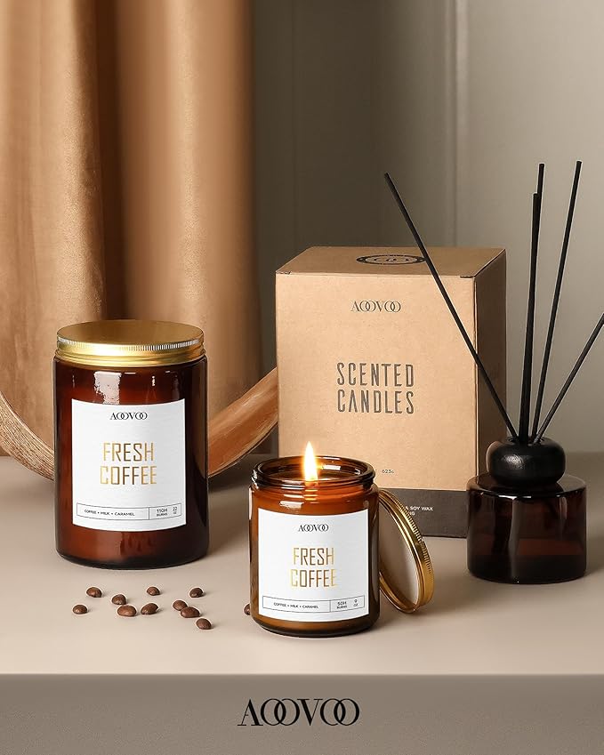 AOOVOO Fresh Coffee Candles - 9 oz Scented Candles, Aromatherapy Candle, Soy Candle for Home Scented-Ruum Studio Home