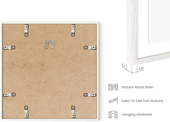 HAUS AND HUES Square Picture Frames 12 x 12 Set of 15 - Photo Gallery Wall Frame Set, Wood Frames With Mat, White Oak-Ruum Studio Home