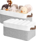 StorageWorks Narrow Storage Bins, Small Basket for Closet and Shelves, Rectangular Fabric Organizer with Handles, Toilet Paper Storage, Gray and White Stripes, 2-Pack-Ruum Studio Home