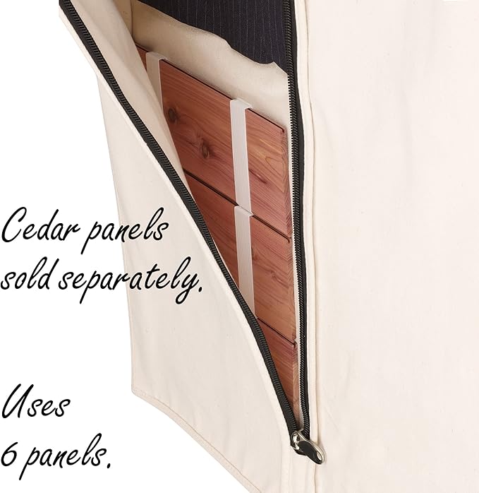 Household Essentials 3392-1 Cedarline Collection Hanging Garment Bag | Dress and Suit Protector | Natural Cotton Canvas,Off-White-Ruum Studio Home