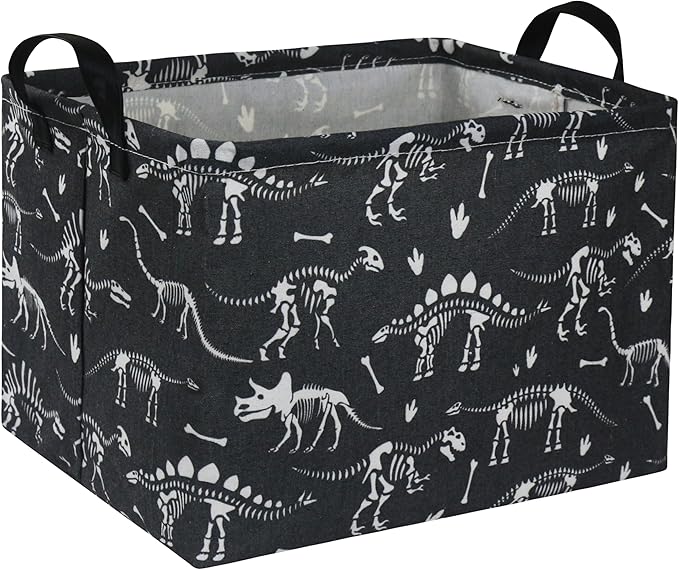 HIYAGON Rectangular Dinosaur Basket Empty Cute Storage Bin Organizer Box Dinosaur Room Decor for Books(Black Dinosaurs)-Ruum Studio Home