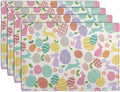 Easter Eggs Bunny Floral Placemats Set of 4 Watercolor Egg Floral Place Mat 12x18 Inch Seasonal Spring Colorful Washable Linen Table Mats for Party Kitchen Dining Outdoor Indoor Decor-Ruum Studio Home