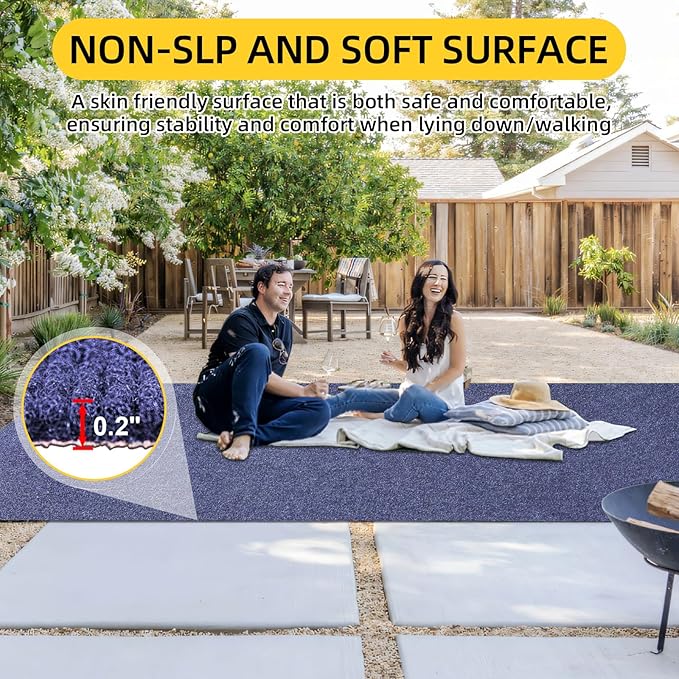 Marine Carpet,5 FT x 10 FT Deep Blue Indoor Outdoor Carpet 0.2" Thick Boat Carpet with Water-Proof TPE Backing, Non-Slide Outdoor Marine Carpet Roll for Home, Patio, Porch, Deck-Ruum Studio Home