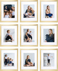 Sheffield Home 9 Piece Gallery Wall Frame Set, 11x14 Inch, Gold-Ruum Studio Home