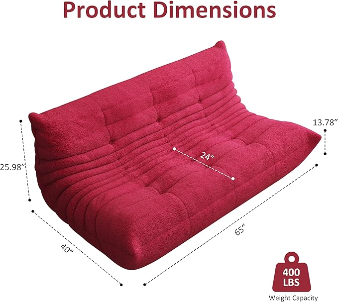 Bean Bag Chair, Oversized Bean Bag Chair for Living Room, Fireside Chair for Adults with Memory Foam Filled, Big Accent Lounge Floor Sofa for Reading, Relax, No Assembly Required. (Burgundy 3-Seater)-Ruum Studio Home