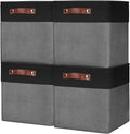 Collapsible Fabric Storage Cubes 11x11 Cube Storage Bins, 4 Pack Closet Baskets Box with Handles for Organizing, Shelf, Toys, Clothes, Home, Office, Nursery (Grey&Black)-Ruum Studio Home