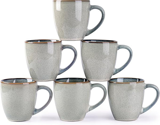 GBHOME Ceramic Coffee Mugs Set of 6, 12oz Stoneware Coffee Mugs Set For Dad Mom Women MEN, Light Weight Coffee Cups for Latte/Tea/Beer/Hot Cocoa, Dishwasher & Microwave Safe-Ruum Studio Home