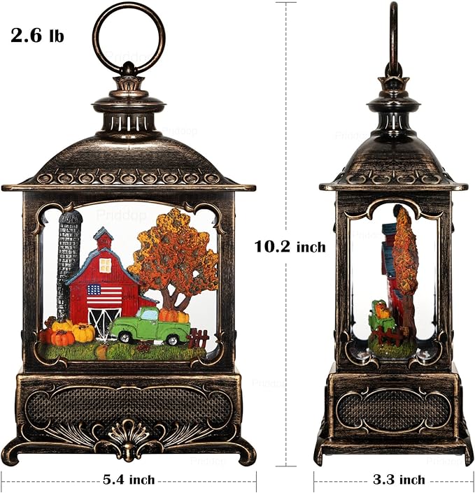 Fall Snow Globe Lantern Fall Decorations for Home Thanksgiving Gifts Autumn Harvest Fall Decor Swirling Glitter Snow Globes Barn Truck Pumpkin Farm-Ruum Studio Home