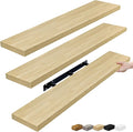 Sorbus Floating Shelves for Wall - 48 Inch Long Bathroom Shelves, Wall Decor for Bedroom, Kitchen, Living Room & Book Storage - Mounted Floating Shelf with Invisible Brackets (Maple Wood, 3 Pack)-Ruum Studio Home