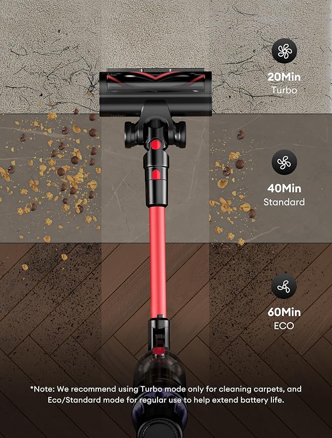 Ultenic Cordless Vacuum Cleaner, 550W/50Kpa, 60Mins Runtime, 180°Bendable Wand, Anti-Tangle Brush, Stick Vacuum Cordless with Charging Dock, Handheld Vacuum for Pet Hair/Carpet/Floor/Car, U16 Flex-Ruum Studio Home