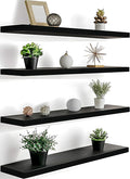 24 Inch Floating Shelves for Wall Rustic Black Wood Wall Shelves for Bedroom Set of 4-Ruum Studio Home