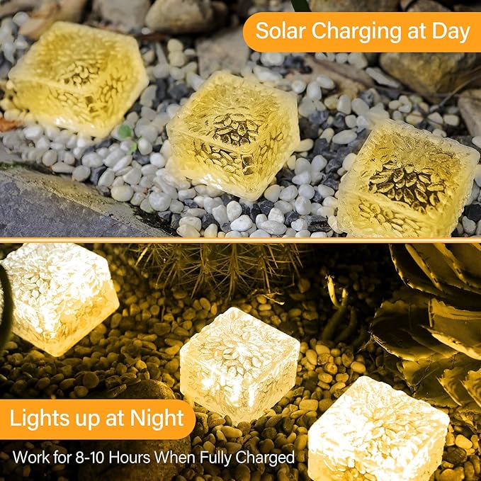 Solar Brick Lights - Outdoor Waterproof Patio & Garden Decor (3 Packs) for Patio, Yard, Walkway, Pathway-Ruum Studio Home