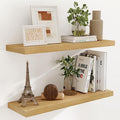 Fun Memories Rustic Wood Floating Shelves for Wall, 36 x 9 Wall Shelves Set of 2, Deep Floating Shelf for Kitchen, Living Room Storage & Display, Rustic Deep Bookshelf, Oak Color-Ruum Studio Home