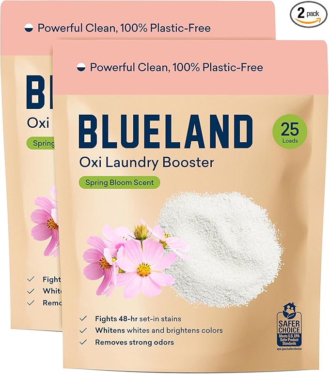 BLUELAND Oxi Laundry Booster Powder Refill 2-Pack, Clear Skies Scent, 50 Loads, 35.2 oz, Plastic-Free, Eco Friendly, Oxy Cleaner, Stain Remover-Ruum Studio Home
