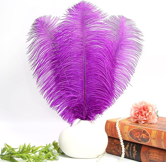 THARAHT Purple Ostrich Feathers 12pcs Large Natural Bulk 20-22Inch 50cm-55cm for Wedding Party Centerpieces Easter Gatsbi and Decoration Feather-Ruum Studio Home