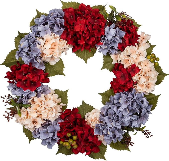 Fall Wreaths for Front Door, 24 inch Autumn Wreath with Hydrangeas Berries Large Fall Door Wreath Artificial Hydrangea Flowers Wreaths Autumn Decorations for Farmhouse Thanksgiving Harvest Door Wall-Ruum Studio Home