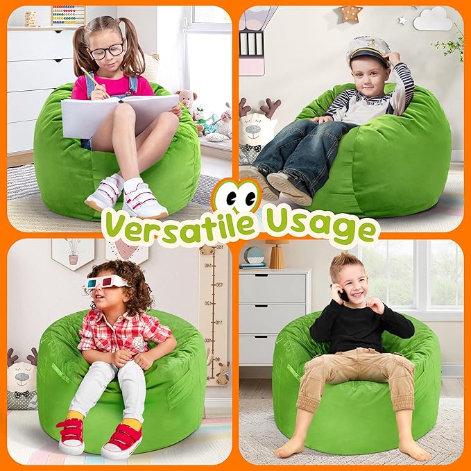 Hobestluk Bean Bag Chairs 2.5FT Bean Bag Chair with Memory Foam Filled & Machine Washable Cover,Beanbag Chair, Small Bean Bag Chairs for Playroom, Living Room, Bedroom-Ruum Studio Home