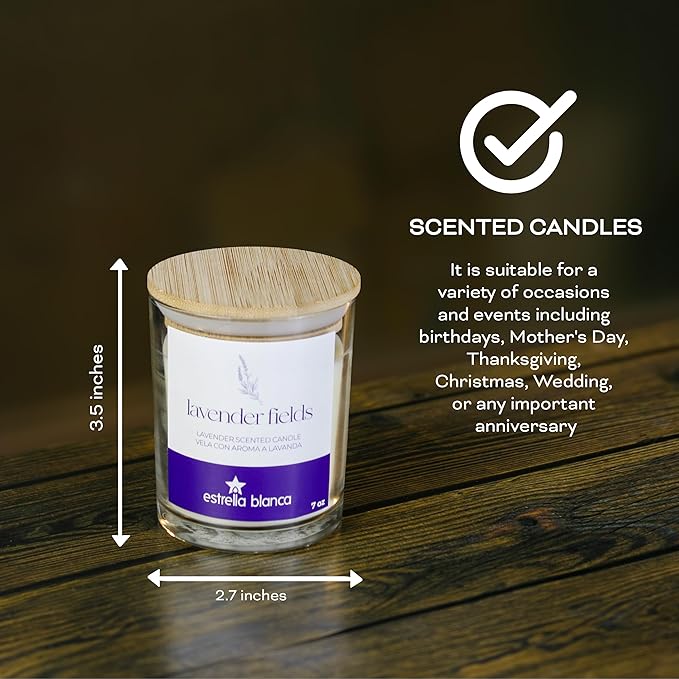 Lavender Fields Candle 7 oz – Best Smelling Soy Candle, Non Toxic, Long Lasting, Gift for Women, Natural Soy Wax, Home Decor & Spa Ambience, Aromatherapy, Relaxing Home Scent-Ruum Studio Home
