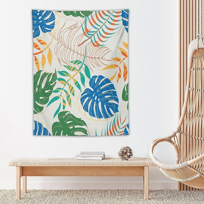 ICMOLYYENLO Tropical Green Plant Tapestry, Green Palm Leaves Natural Landscape Print Wall Tapestry for Bedroom Living Room Dormitory 60x80 Inch-Ruum Studio Home