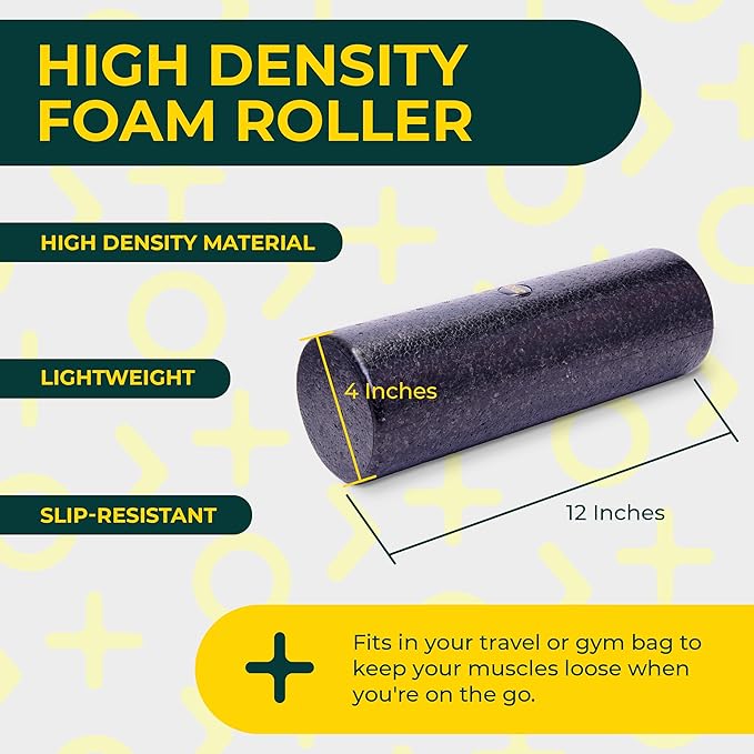 Hard Foam Roller – Travel Size Back Roller for Back, Legs, and Shoulders – Deep Tissue Massage for Myofascial Release, Exercise & Yoga-Ruum Studio Home