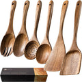 Wooden Spoons for Cooking, Nonstick Cooking Utensil Set with 6 Piece Acacia Wooden Spatulas and Spoons for Cooking, Terrific for Everyday Kitchen Tasks-Ruum Studio Home